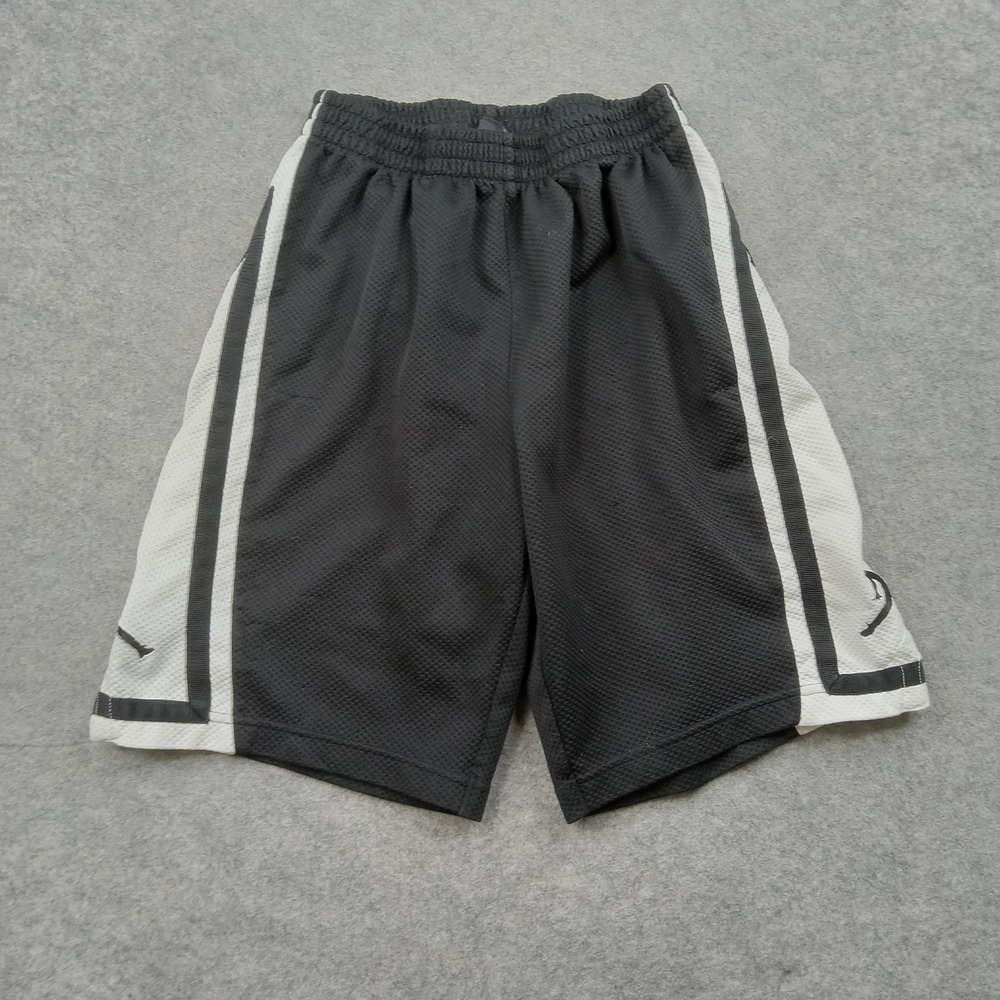 Jordan Shorts Boys Large Black White Basketball Colorblock Mesh Elastic Waist